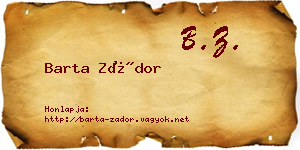 Barta Zádor névjegykártya