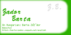 zador barta business card